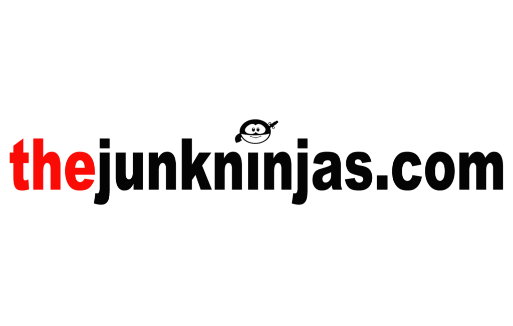 The Junk Ninjas logo with red and black branding and ninja icon representing thejunkninjas.com.